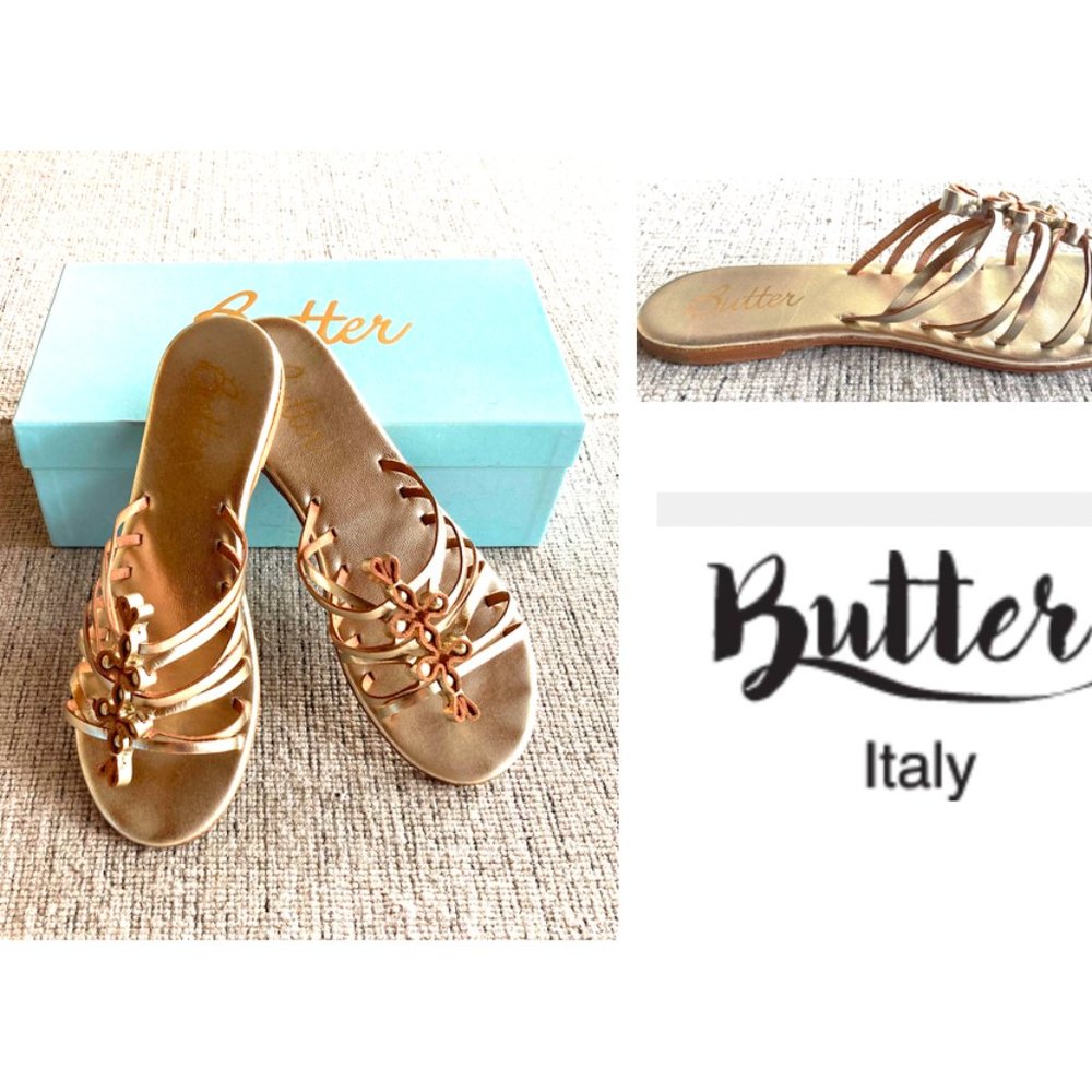 Butter Leather Gold Sandals (Sz 9)